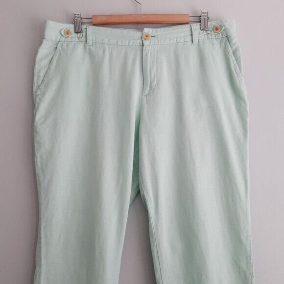 BANANA REPUBLIC Linen Cotton Blend Casual Crop Ankle Pants Pastel Green Sz 14 - Picture 3 of 12
